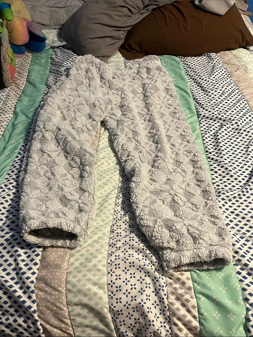 Cozy Fluffy Light Gray ladies’ Plush Hoodie pajamas set